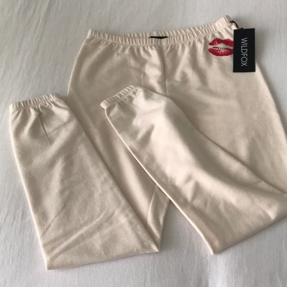 Wildfox Smooches Knox Fleece Joggers in Vanilla